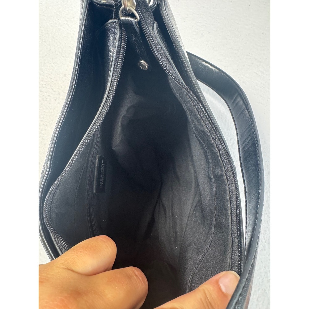 90s Y2K Liz Claiborne Womens Small Shoulder Bag Black Faux Leather LC-1441-P - Picture 5 of 10